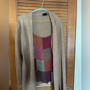 Two piece silk/cashmere blend tank & cardigan